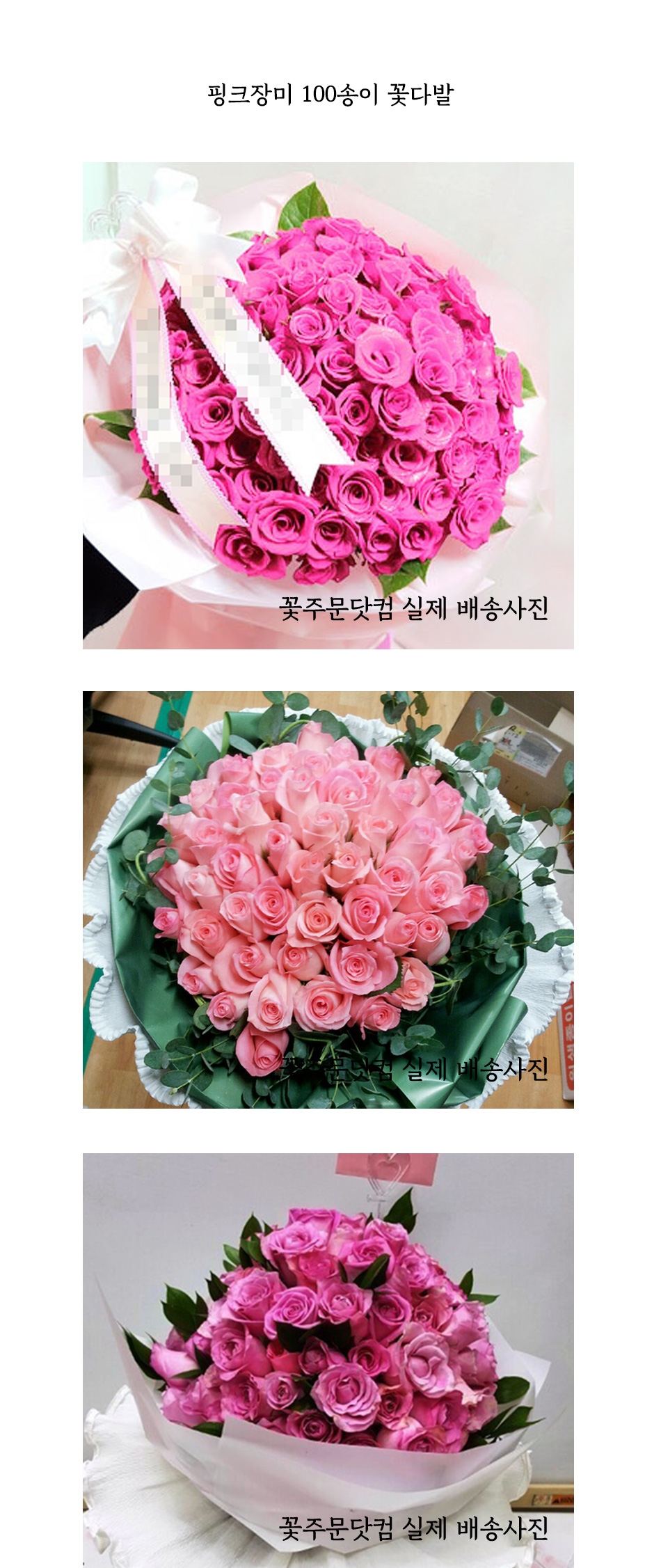 사랑스러운 핑크장미 100송이 꽃다발