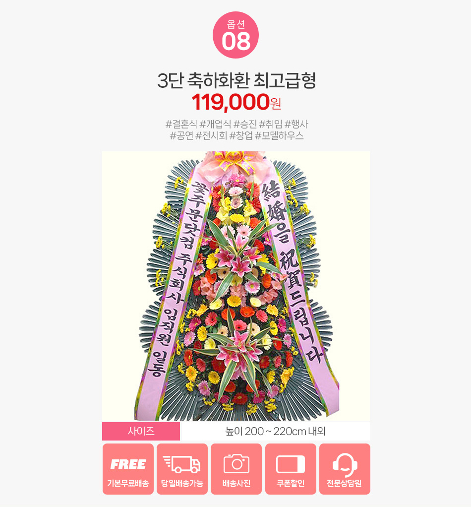 최고급형 명품 화환 디테일: VIP를 위한 최상의 예우, 촘촘하게 수놓은 꽃들의 화려함과 고품격 디자인