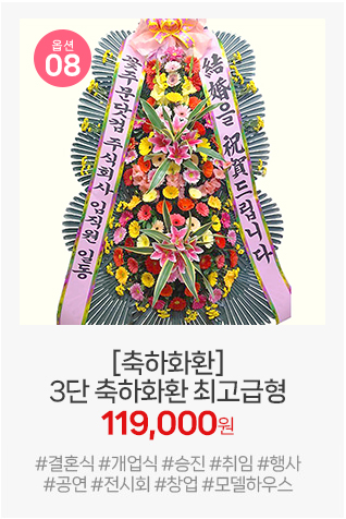 08번 최고급형 축하화환: VVIP를 위한 명품 스타일. 최상급 대국과 고급 소재만을 엄선하여 최고의 예우를 표합니다.